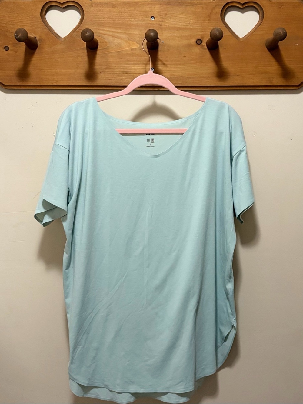 Uniqlo AIRism Oversized V Neck Tunic Tee Blue Women’s L